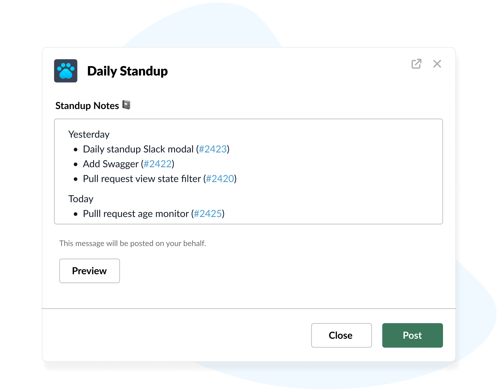 Automate standup in Slack